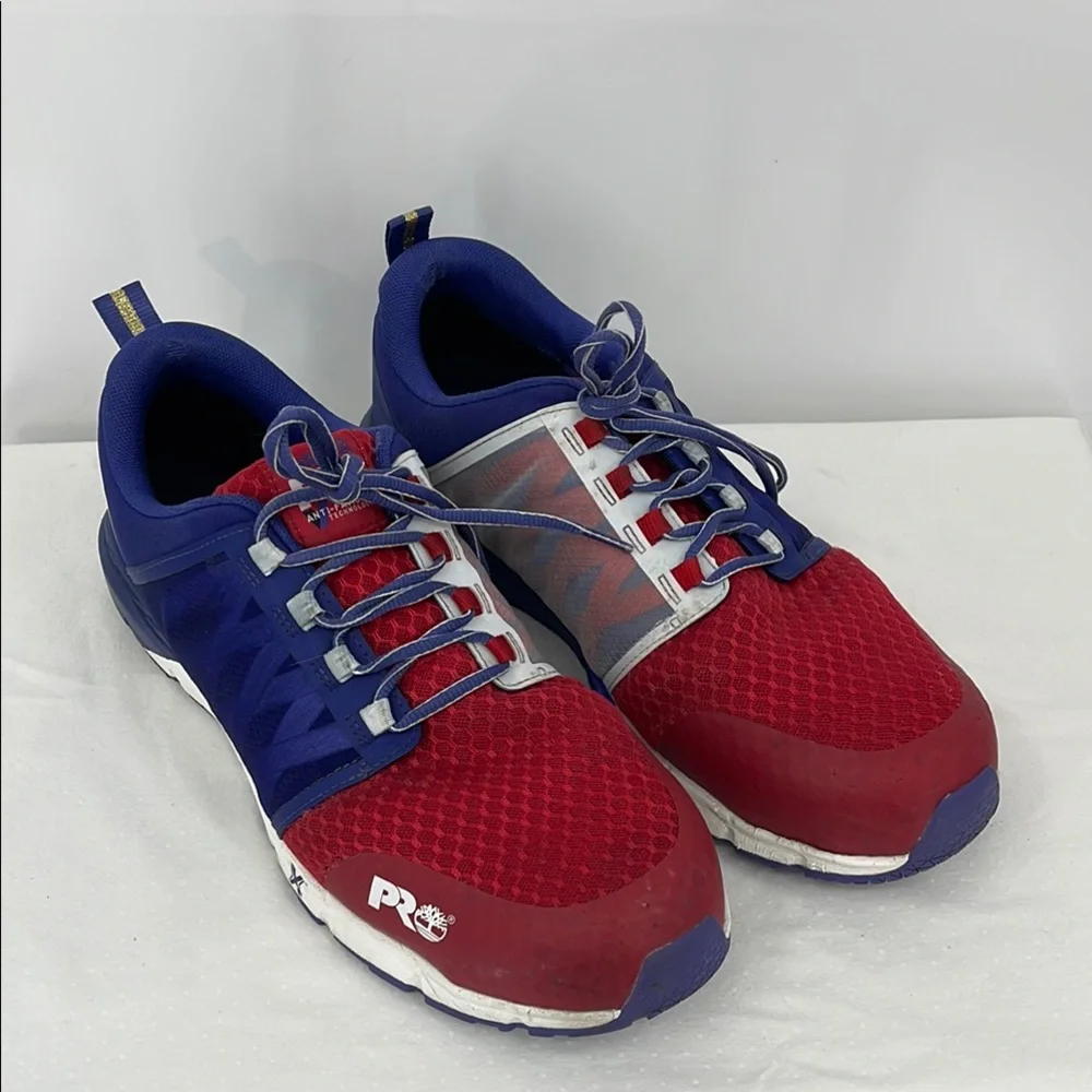TIMBERLAND SIZE 14 M Men's Red and Blue Work  Shoes Steel Toes